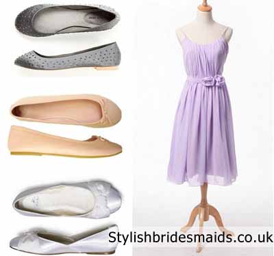 flat shoes with lilac bridesmaid dress