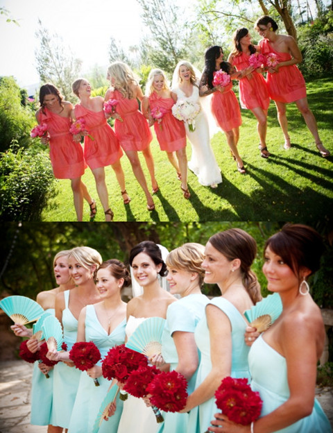bright and blod bridesmaids